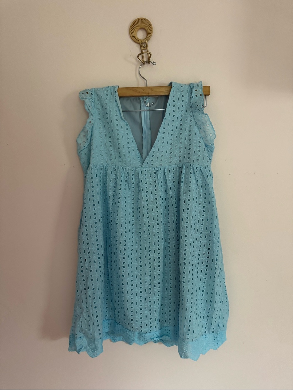 Amazon Light Blue Eyelet Mini Dress